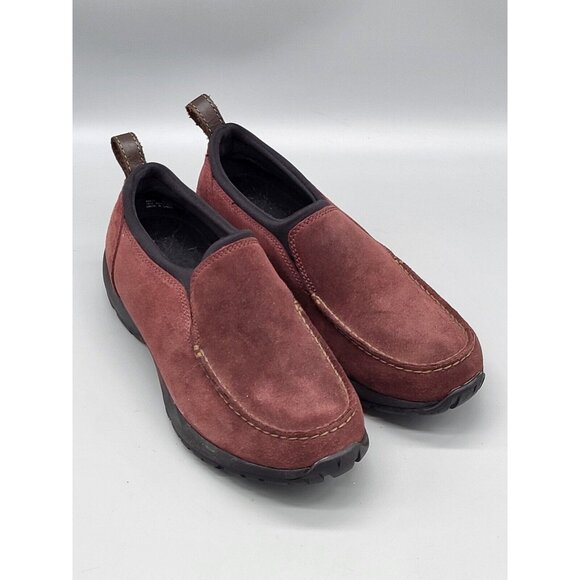 Womens Lands End Burgundy Suede Slip On Shoes Sz 8.5b - Picture 1 of 8